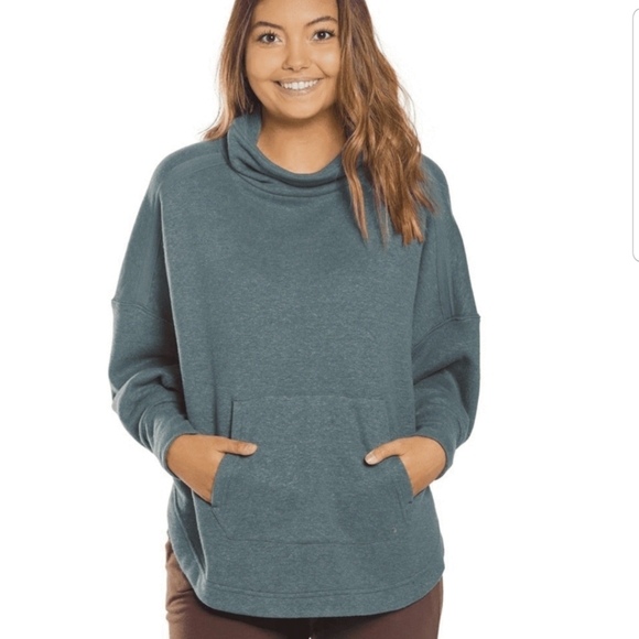 PrAna Grey Blue Heather Cozy Up Poncho - Picture 1 of 5